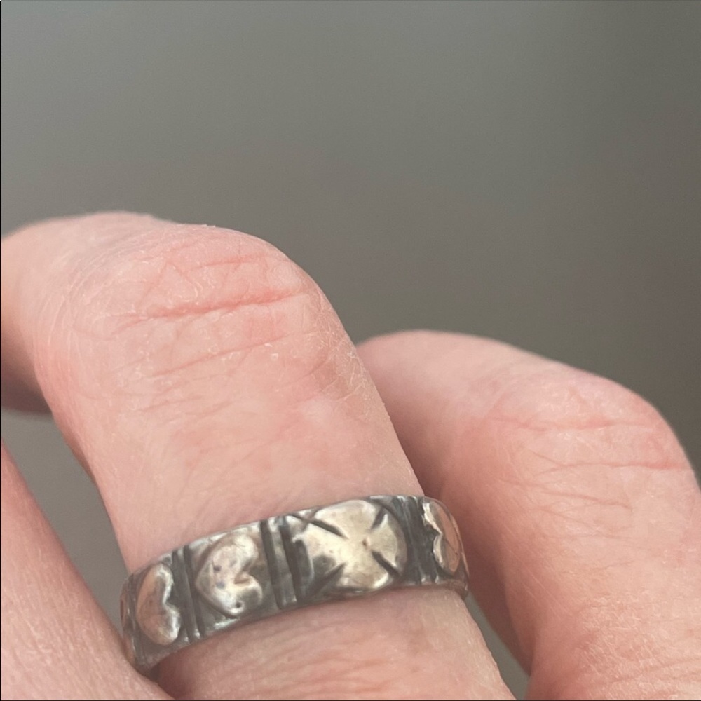Handmade 1860 Sterling Eternity heart cross ring